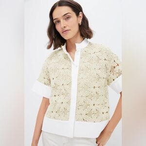 TUCKERNUCK Tan Crochet Sofia Shirt Size M NWT Retail $148